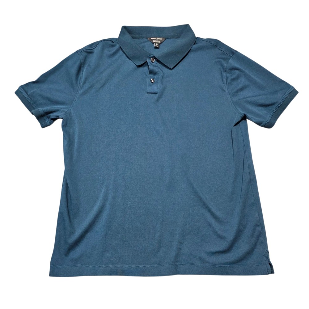Banana Republic Luxe Touch Performance Teal Blue Polo Shirt Mens Medium